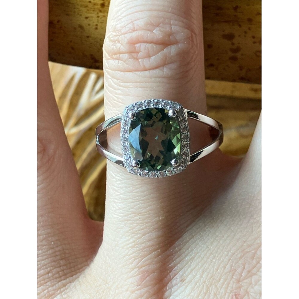 Green Labradorite Sterling Silver Ring Size 8